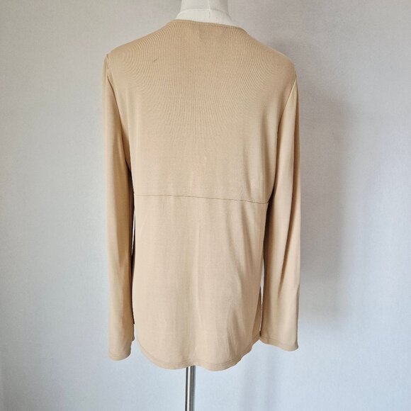 Vintage Salvatore Ferragamo Made in Italy Tunic Top Long Sleeve Knit Beige - Picture 4 of 11